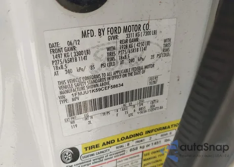 2012 Ford Expedition Limited из США, поврежденный, VIN 1FMJU1K59CEF58634